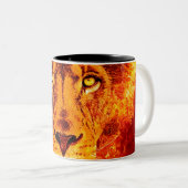 Tasse 2 Couleurs Red Hot Lion Face Rouge Orange Flames (Devant droit)