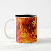 Tasse 2 Couleurs Red Hot Lion Face Rouge Orange Flames (Gauche)