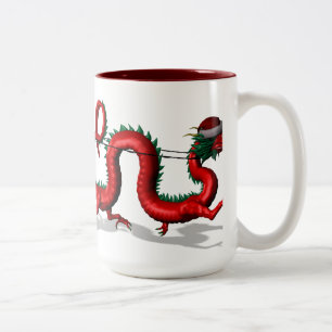Tasse 2 Couleurs Red Père Noël Dragon