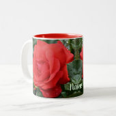 Tasse 2 Couleurs Red Rose Raindrops Personnalisé (Devant gauche)