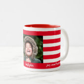Tasse 2 Couleurs Red Stripe Holiday Photo Collage (Devant droit)