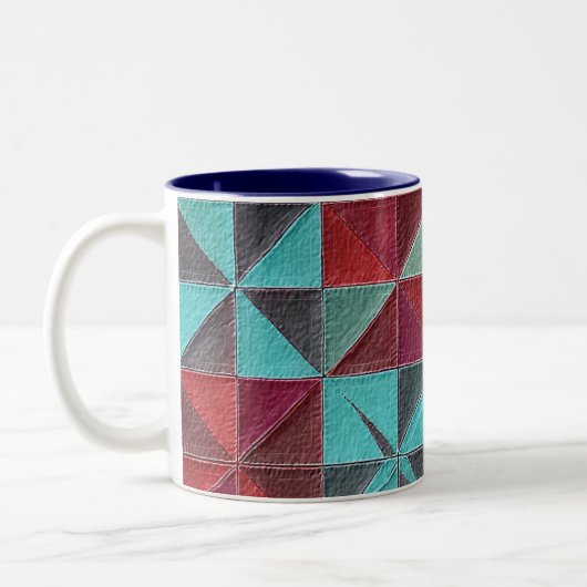 Tasse 2 Couleurs red, teal, purple, and gray quilt (Gauche)
