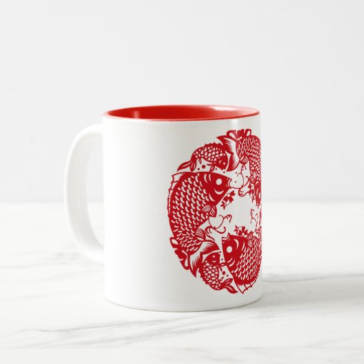 Tasse 2 Couleurs Red Whirling Koi Carp Fish Group TTCM (Devant gauche)