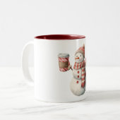Tasse 2 Couleurs Red White Snowman Christmas (Devant gauche)