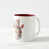 Tasse 2 Couleurs Red White Snowman Christmas (Devant droit)