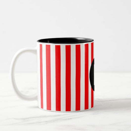 Tasse 2 Couleurs Red White Vertical Stripes Black Monogram (Gauche)
