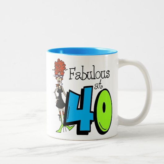 Tasse 2 Couleurs Redhead Fabulous à 40 Anniversaire (Droit)