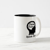 Tasse 2 Couleurs Réfléchissez Deux Fois Avant de Parler (Devant droit)