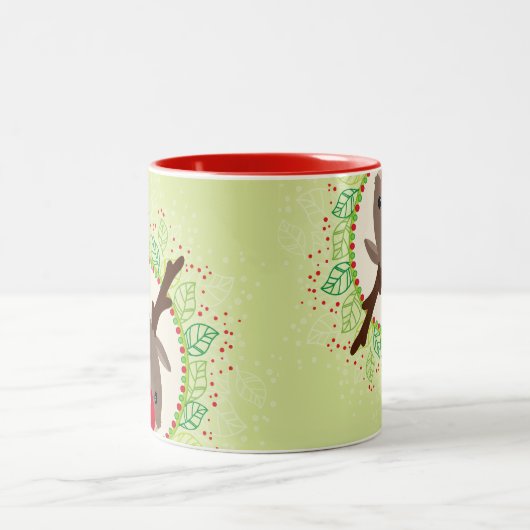 Tasse 2 Couleurs REINDEER PEEEING mignon roux rudolph vert cime (Centre)
