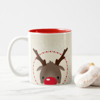 REINDEER PEEKING mignon nez rouge rudolph ivoire o