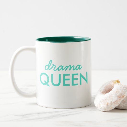 Tasse 2 Couleurs Reine du théâtre | Devis Cool moderne tendance Aqu (Avec donut)