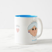 Tasse 2 Couleurs Reine grand-mère avec couronne bleu clair (Devant droit)