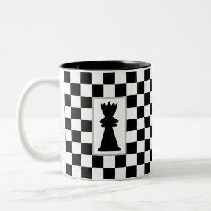 Tasse 2 Couleurs Reine noire sur les échecs noirs et blancs
