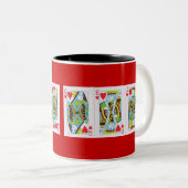 Tasse 2 Couleurs Reine, Roi, Jack des Coeurs (Devant droit)