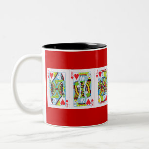 Tasse 2 Couleurs Reine, Roi, Jack des Coeurs