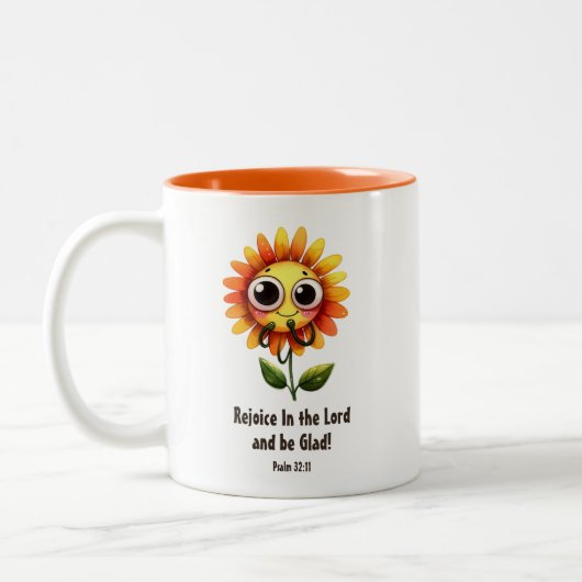 Tasse 2 Couleurs Rejoice chrétienne dans le Seigneur Écriture Flowe (Gauche)