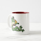 Tasse 2 Couleurs Relaxing Green Frog Tea Lover Shirt - Unique Desig (Devant gauche)