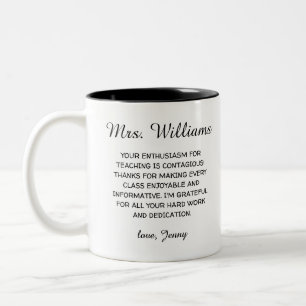 Tasse 2 Couleurs Remerciement personnalisé pour l'enseignant Cade