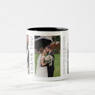 Tasse 2 Couleurs Remerciements de mariage avec photos modernes