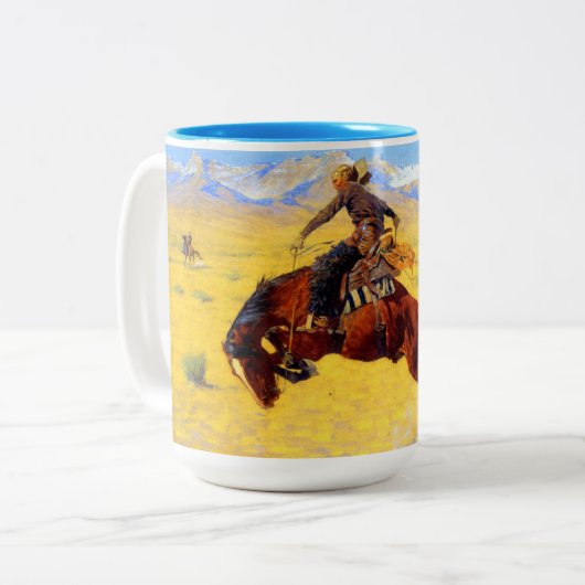 Tasse 2 Couleurs Remington Old West Horse et Cowboy (Devant gauche)