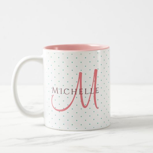 Tasse 2 Couleurs Remplacez Votre Nom Monogram Initial Modèle (Gauche)