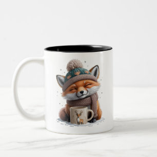 Tasse 2 Couleurs Renard Confortable Saison Hivernale Animal Café Va