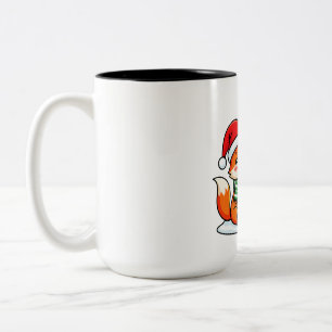 Tasse 2 Couleurs Renard de fête avec sapin de Noël