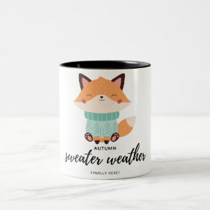 Tasse 2 Couleurs renard mignon avec chandail d'automne illustration