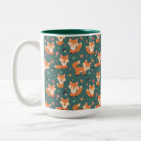 Renards sur vert de forêt, motif mignon