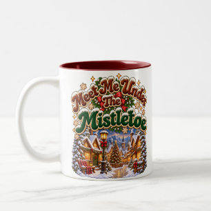 Tasse 2 Couleurs Rencontre-moi sous le gui Cabane d'hiver cosy