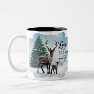 Tasse 2 Couleurs Renne de l'hiver vibrant "Amour à chaque petit pas