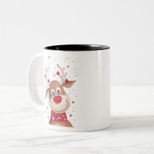Tasse 2 Couleurs Renne de Noël (Devant gauche)