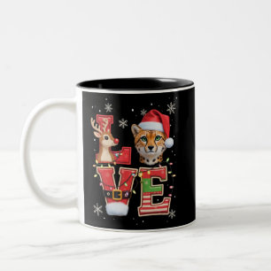 Tasse 2 Couleurs Renne ELF Chapeau de Père Noël Amour Guépard Anima