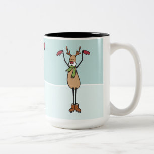 Tasse 2 Couleurs Renne mignon de danse - Noël