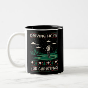 Tasse 2 Couleurs Rentrer à la maison pour Noël Golf Drôle Ugly Xmas