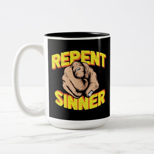 Tasse 2 Couleurs Repentir Sinner Jésus t'aime (Gauche)