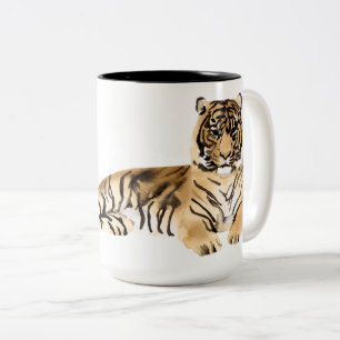 Tasse 2 Couleurs Repose du tigre d'aquarelle