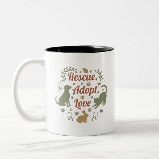 Tasse 2 Couleurs Rescue, Adopt, Love (Gauche)
