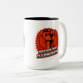 Tasse 2 Couleurs Résistez À L'Orange Illuminati Poing Levé (Devant droit)