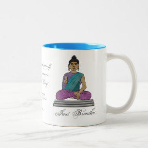 Tasse 2 Couleurs Respirez juste Bouddha s'asseyant - personnalisé