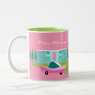 Tasse 2 Couleurs Ressorts de palmiers roses rétro