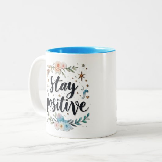 Tasse 2 Couleurs Rester positif (Devant gauche)
