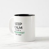 Tasse 2 Couleurs Restez calme J'ai une feuille de calcul pour ça - (Devant gauche)