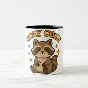 Tasse 2 Couleurs Restez Cozy Illustration d'animaux Kawaii