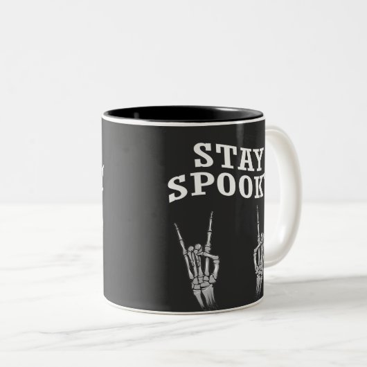 Tasse 2 Couleurs Restez Éffrayant Skeleton Halloween Éffrayant Cute (Devant droit)