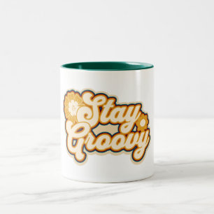 Tasse 2 Couleurs Restez Groovy Typographie Florale Rétro des Années