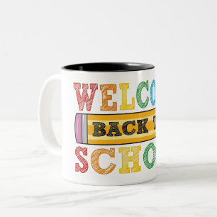 Tasse 2 Couleurs Retour à l'école – Illustration de crayon