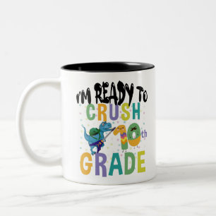Tasse 2 Couleurs Retour à l'école Je suis prêt à écraser Dino 10e a