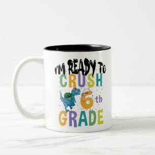 Tasse 2 Couleurs Retour à l'école Je suis prêt à écraser Dino de 6e