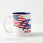 Tasse 2 Couleurs RETOUR DE L'AMÉRIQUE Texte de Trump (Gauche)